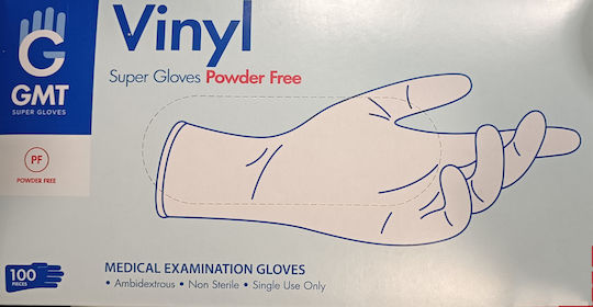 GMT Super Gloves Γάντια Βινυλίου Χωρίς Πούδρα σε Διάφανο Χρώμα 100τμχ