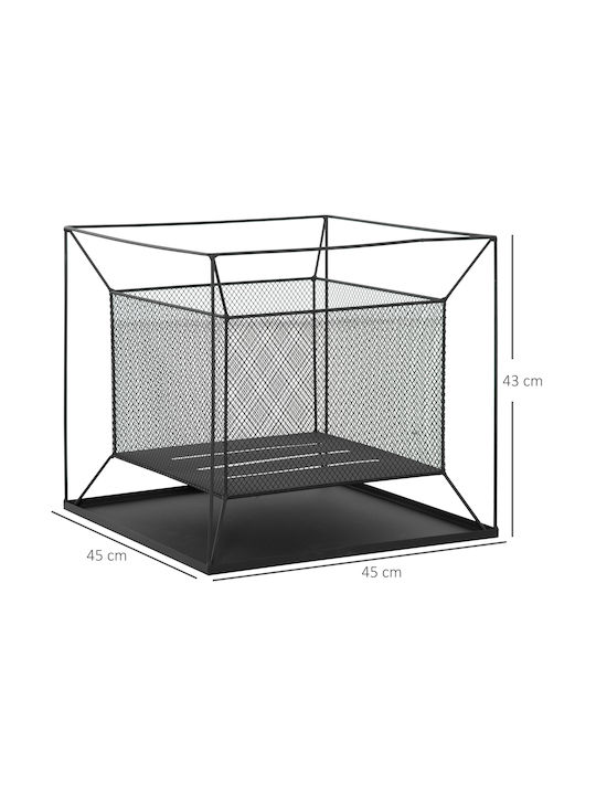 Outsunny Metallisch Korb Holzlagerung 45x45x43cm