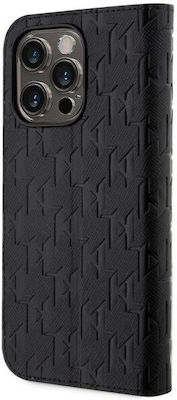 Karl Lagerfeld Saffiano Monogram Synthetic Leather Book Black (iPhone 14 Pro Max)