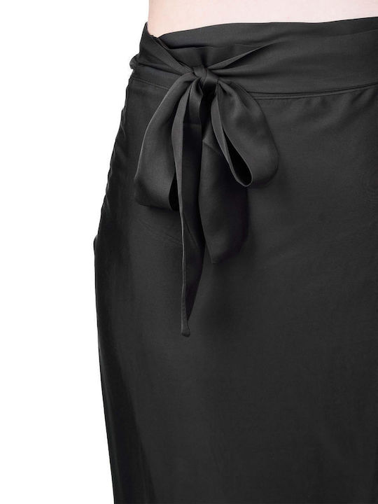 Satin High-waisted Midi Skirt Envelope Black