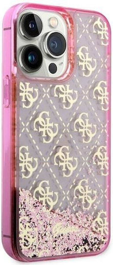 Guess Liquid Glitter Umschlag Rückseite Silikon Rosa (iPhone 14 Pro)
