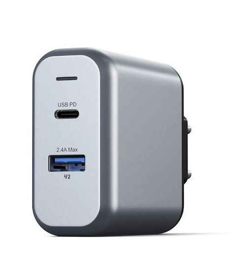 Satechi Φορτιστής Χωρίς Καλώδιο με Θύρα USB-A και Θύρα USB-C 30W Power Delivery Space Gray (ST-MCCAM-EU)