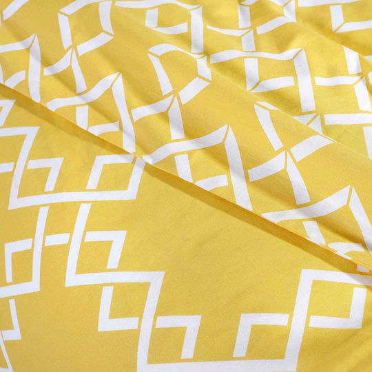 Cannon Bettbezug-Set Baumwolle Übergröße mit 2 Kissenbezügen 230x250 Fresh Labyrinth Yellow