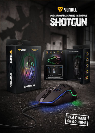Yenkee Shotgun YMS 3030 RGB Gaming Ποντίκι 6400 DPI Μαύρο