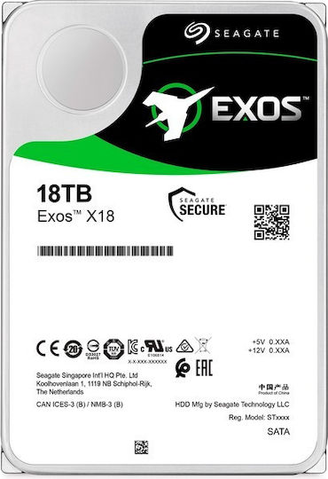 Seagate Exos X18 18TB HDD Hard Drive 3.5" SATA III 7200rpm with 256MB Cache for NAS / Server ST18000NM001J