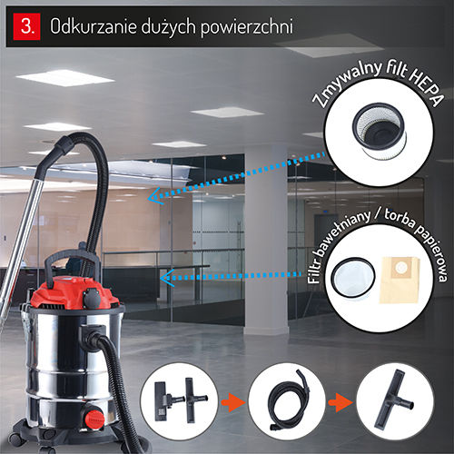 Camry CR 7045 Σκούπα Υγρών / Στερεών 3400W με Ανοξείδωτο Κάδο 25lt