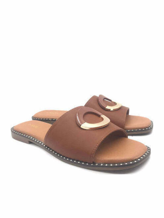Flache Sandalen für Damen Camel