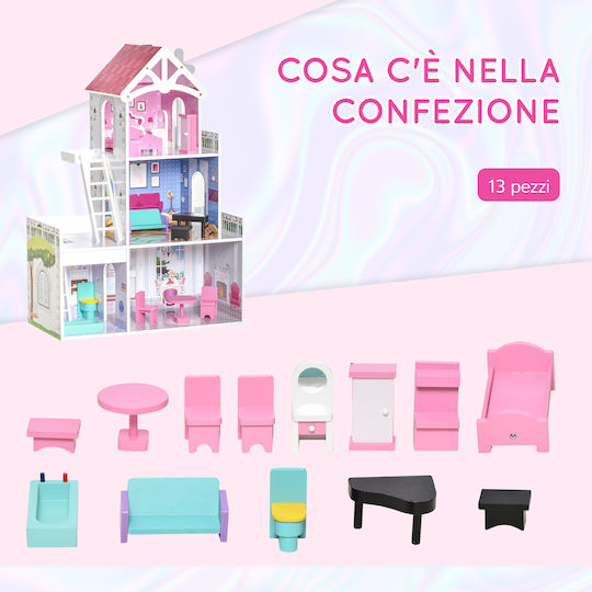 HomCom Wooden Dollhouse