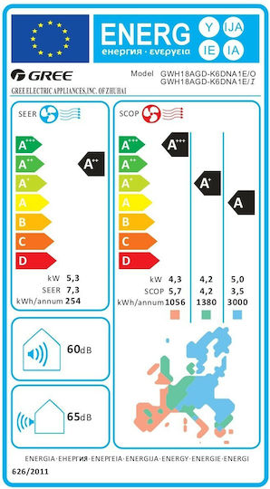 Gree Pular Κλιματιστικό Inverter 18000 BTU A++/A+ με WiFi και Τεχνολογία Cold Plasma