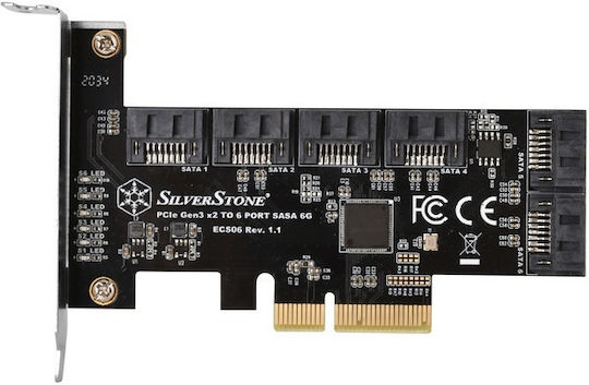 Silverstone Κάρτα PCIe σε 6 θύρες SATA