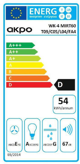 Akpo Wk-4 Mirt Eco Απορροφητήρας Καμινάδα 60cm Μαύρος