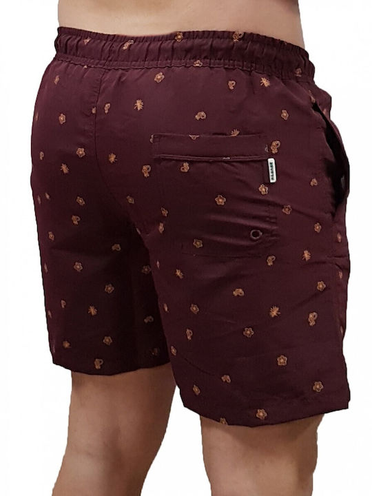 Men's Swimwear Shorts Burgundy with Patterns