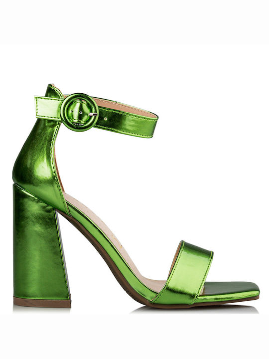 Envie Shoes Synthetic Leather Women's Sandals with Ankle Strap Green