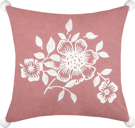 Zierkissen Sofa-Kissen S-F Magnolia aus 100% Baumwolle Rosa 45x45cm