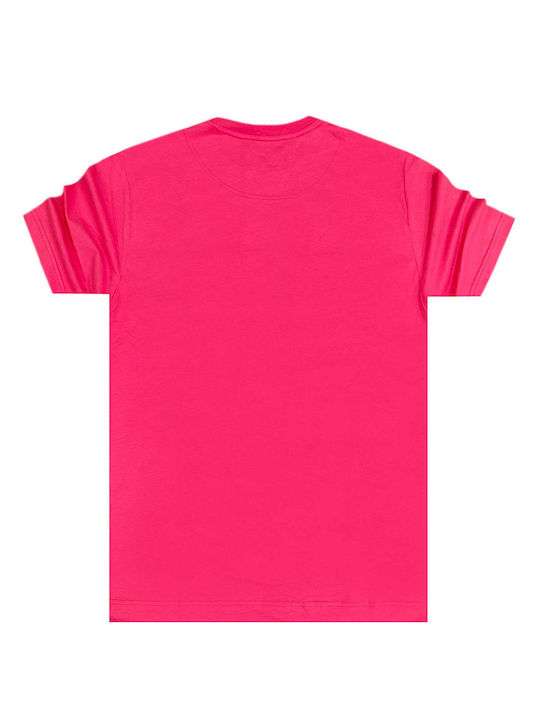 Henry Clothing T-shirt Bărbătesc cu Mânecă Scurtă Fuchsia