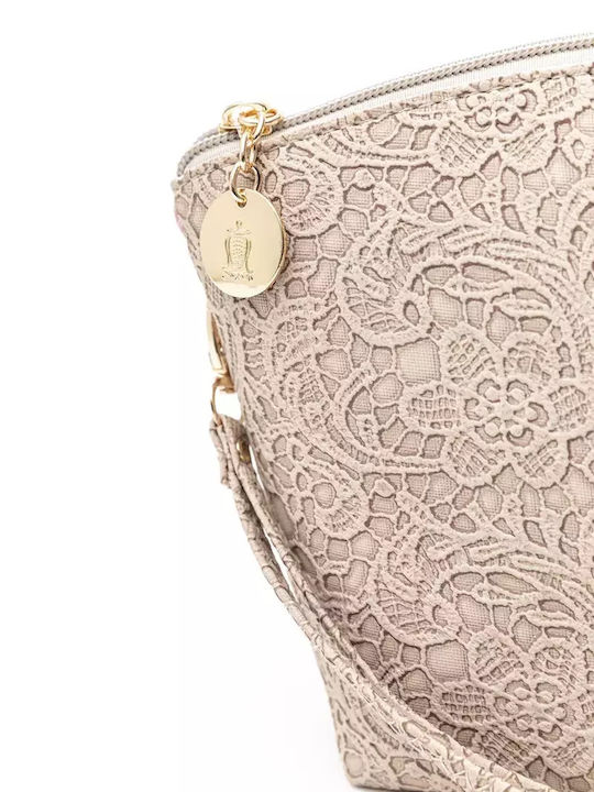 Кожена Дамска Чанта Ръчна Beige Dantela