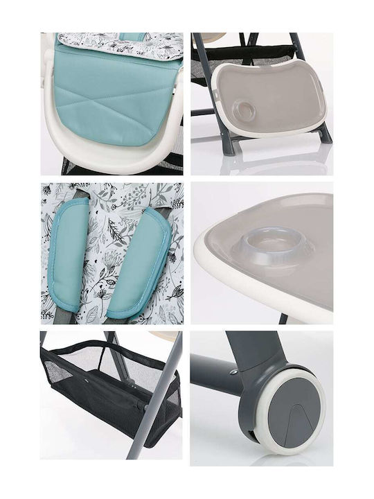 Espiro Penne Foldable Baby Highchair with Adjustable Height 05 Turquoise