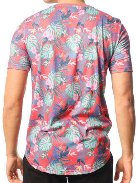 Paco & Co Men's Short Sleeve T-shirt Red Floral