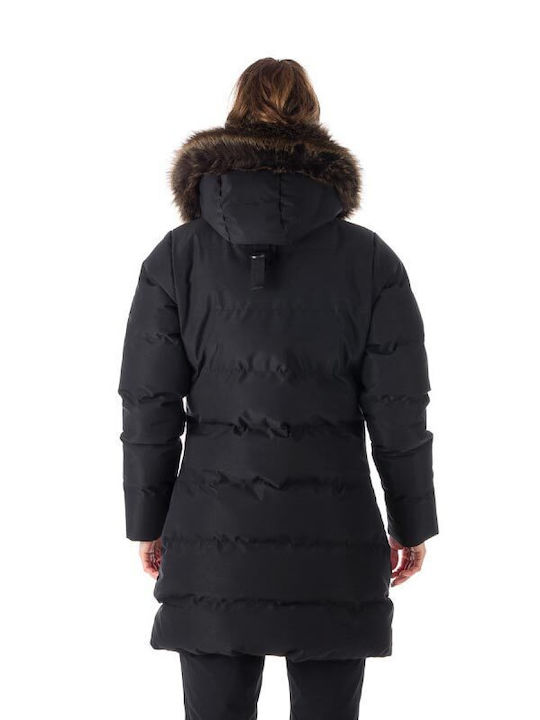 Northfinder Women's Short Puffer Jacket for Winter with Hood Black