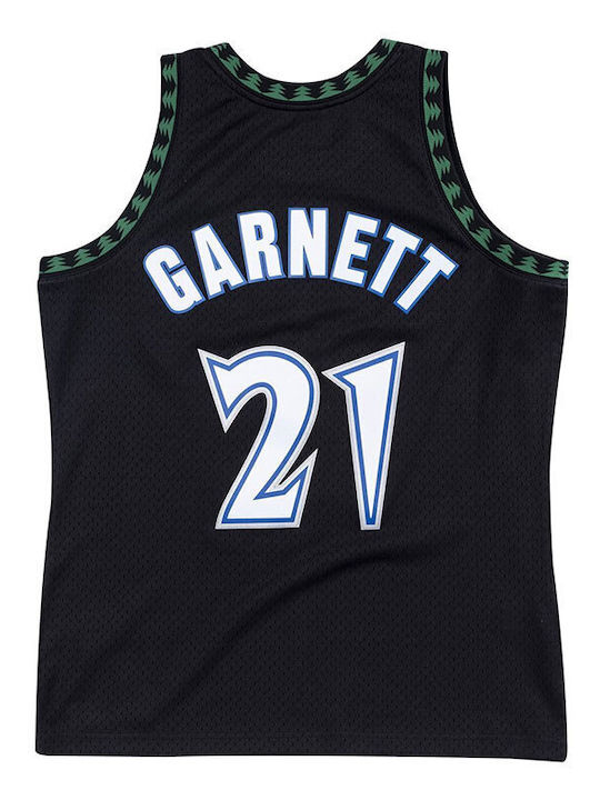 Mitchell & Ness Wolves Garnett Bluza Sportivă pentru Bărbați cu Mânecă Scurtă Neagră