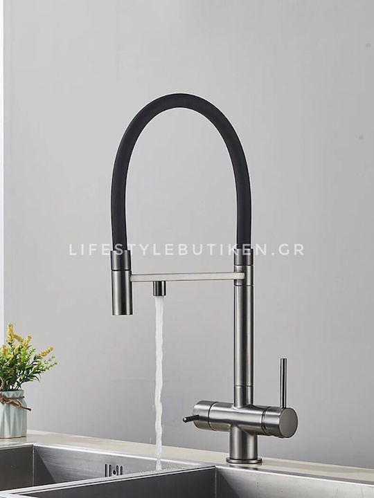 Naron Tall U-Shaped Counter Kitchen Faucet Gun Metal