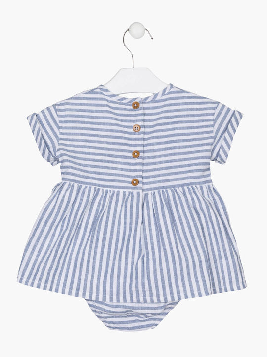 Losan Kids Dress Set with Accessories Striped Short Sleeve Blue