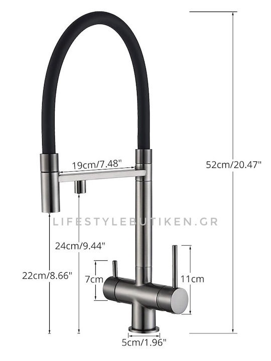 Naron Tall U-Shaped Kitchen Faucet Counter Black Mat