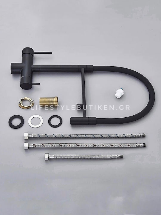 Naron Tall U-Shaped Kitchen Faucet Counter Black Mat