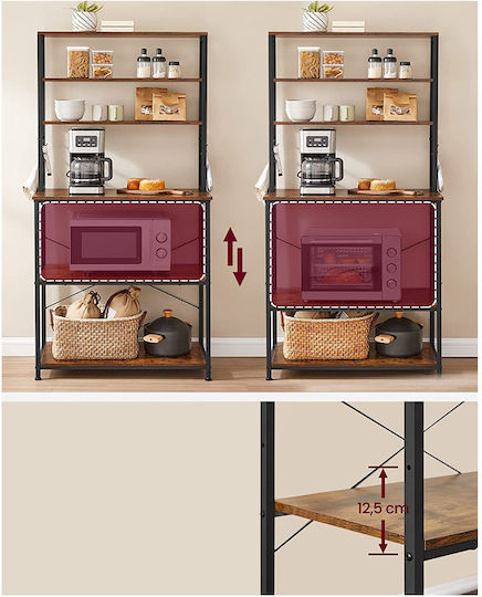 Vasagle Metallic Kitchen Rack 6 Tiers Brown 80x40x167cm