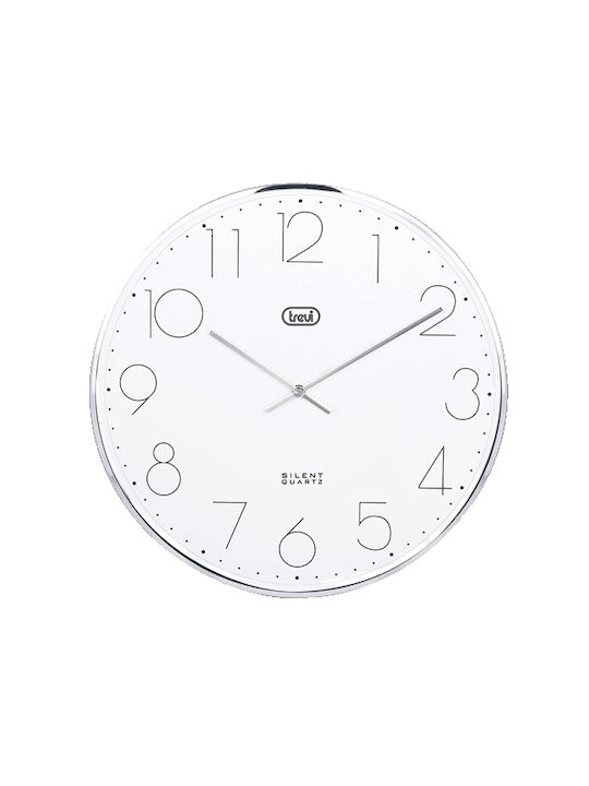 Trevi OM 3512S Wall Clock Metallic White Ø30cm