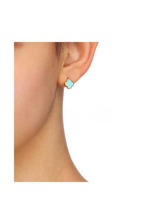 Gold earrings with turquoise stone SK080 9 Carat