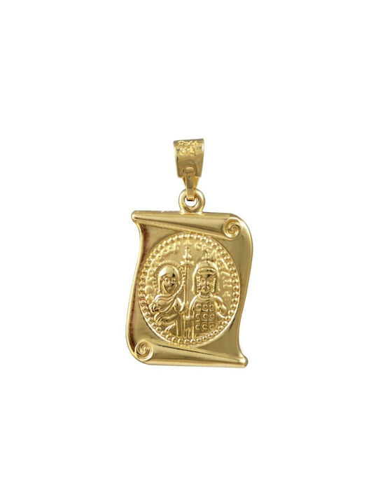 Gold amulet Panagita double faceted FL0085 9 Carat gold amulet