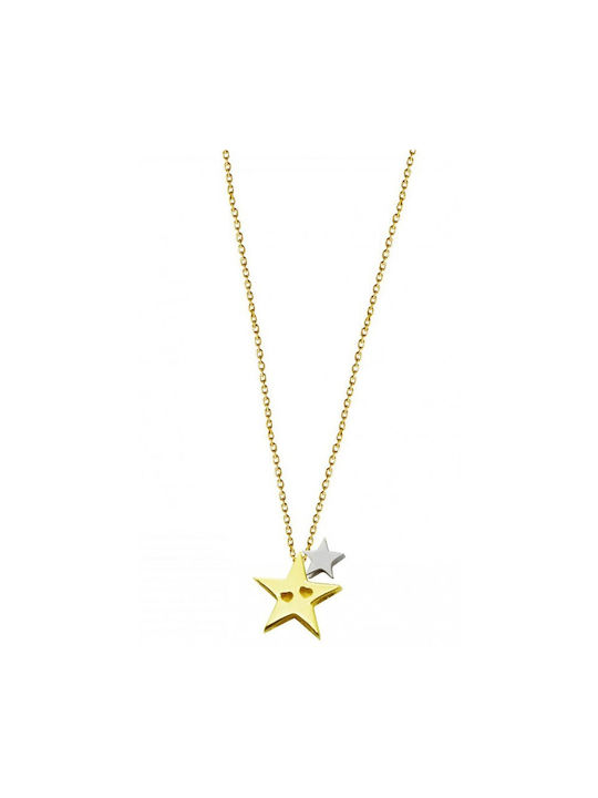 R324 9 carat gold double sided necklace in star shape. 14 carat