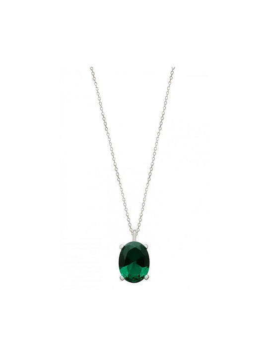 9 carat gold necklace R342 with green stone.