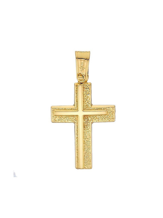 14 Karat Gold doppeltes Goldkreuz ST24855F