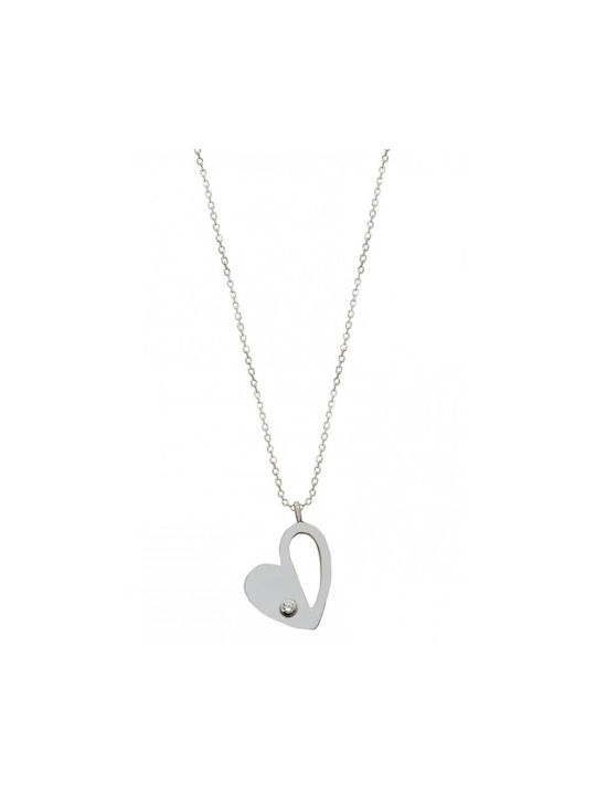 9 carat gold necklace R310 with heart with cubic zirconia stone.