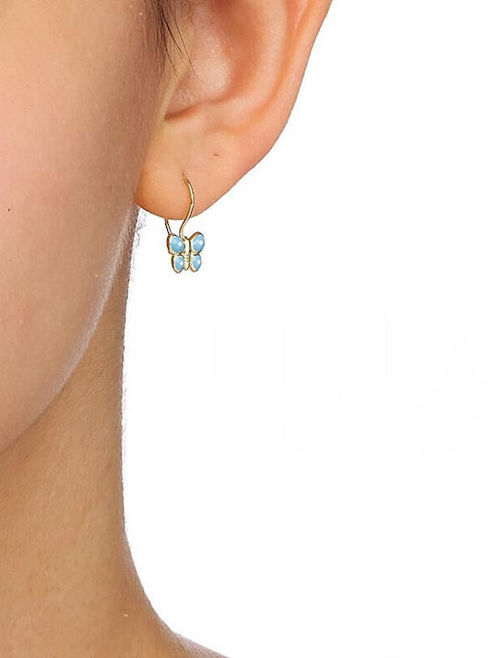 9 Carat gold earrings with blue butterflies