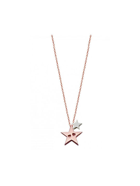 Pink Gold necklace R3242 9 double sided star shaped necklace. 14 carat