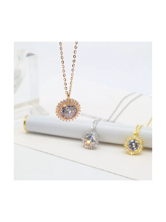 Jooliete Klas115r necklace made of pink gold plated sterling silver with cubic zirconia stones.