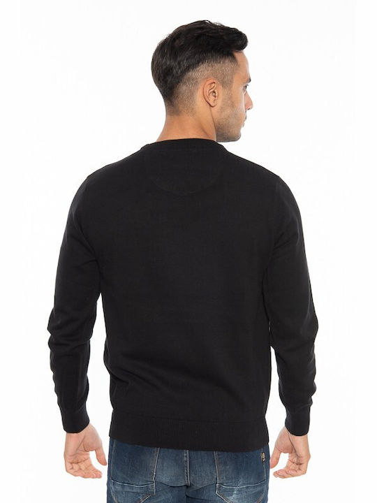 Double Knit-63 Herren Langarm-Pullover Schwarz KNIT-63