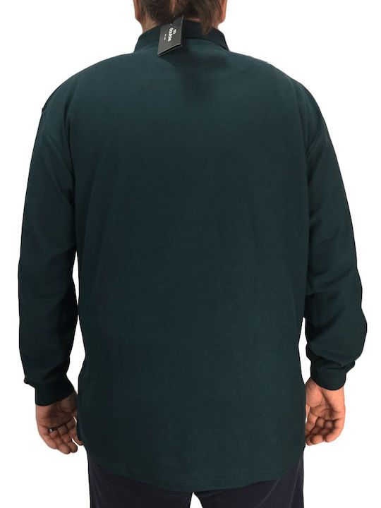 Double Men's Long Sleeve Blouse Polo Green