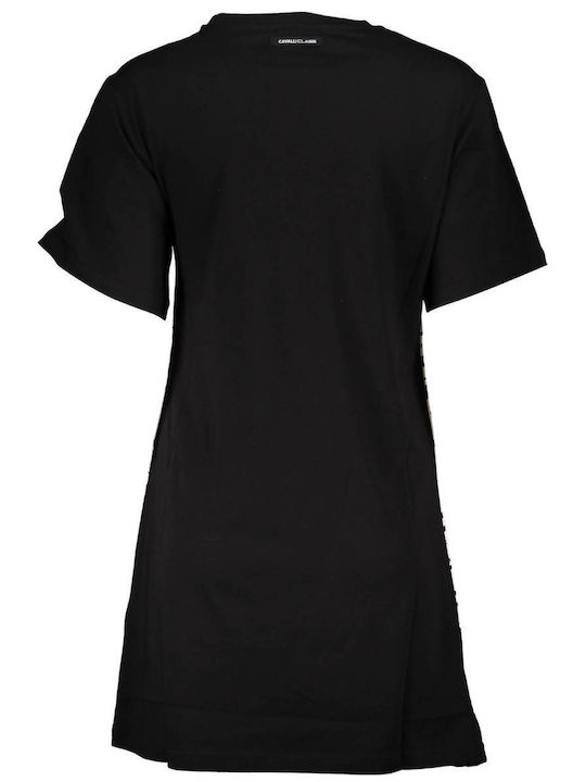 Roberto Cavalli Sommer Mini T-Shirt Kleid Schwarz