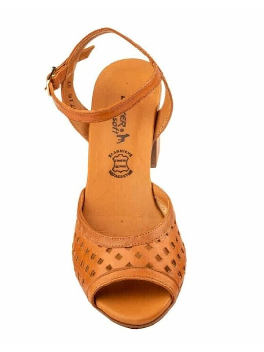 Leder Sandalen Tabac Braun