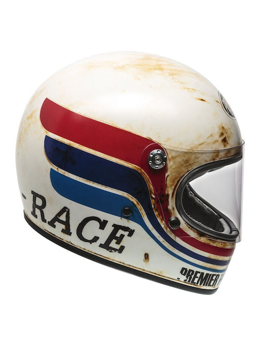 Premier Trophy BTR8 Weiß/Rot/Blau Motorradhelm Volles Gesicht Gewicht (+/-50 gr)