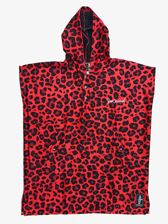 Bee. Unusual. Wild Bee Beach Poncho Made of Red Microfibers