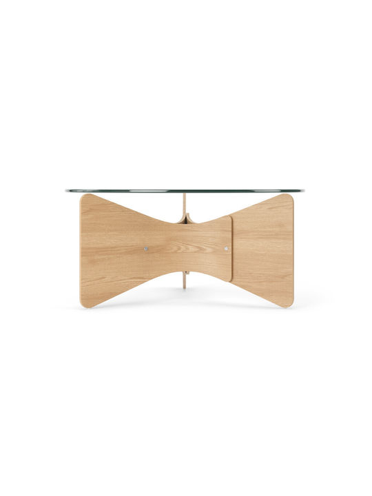 Rundes Zentral Kaffeetisch Madera Glas Beiges M84xL84xH38cm