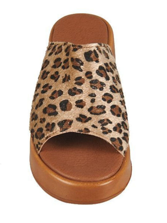 Women's Platform Wedge Sandals Leopard Beige