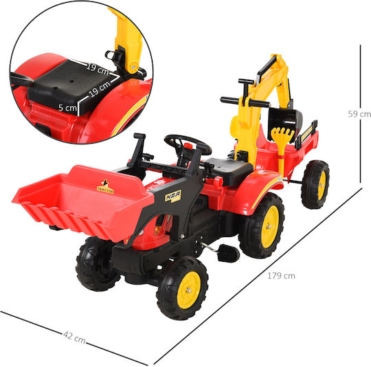 Kinder Bulldozer Fuß zu Boden mit Kutsche & Pedal Rot
