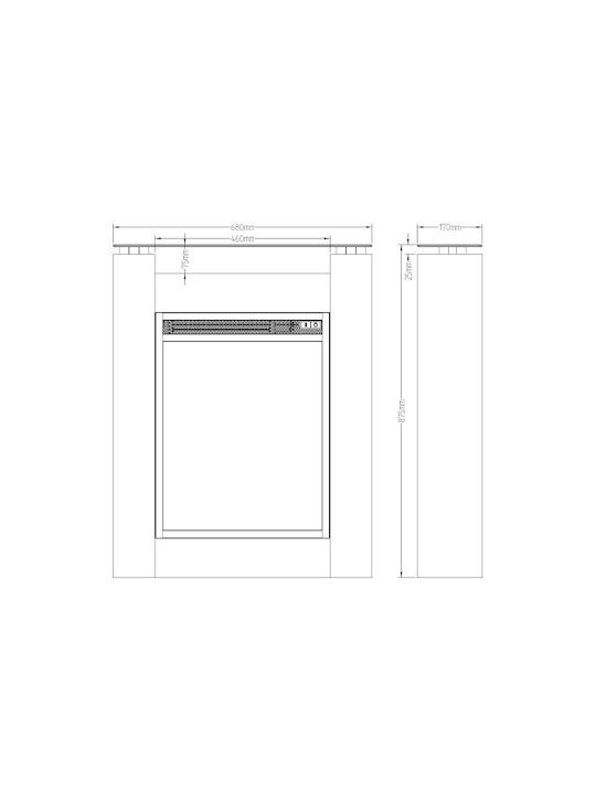 Hitense Los Angeles De podea Șemineu electric 1600W 68x87.5cm Alb