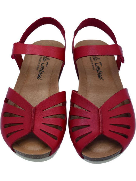 Anatomic Women's Leather Ankle Strap Platforms Red